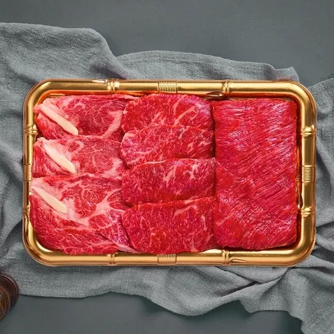 오늘자연 한우 1등급 구이정육 채반선물세트 1kg (등심+채끝+국거리)
