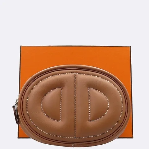 에르메스 고이비토 중고명품 Hermes(에르메스) 브라운 컬러 은장 장식 인더루프 벨트백