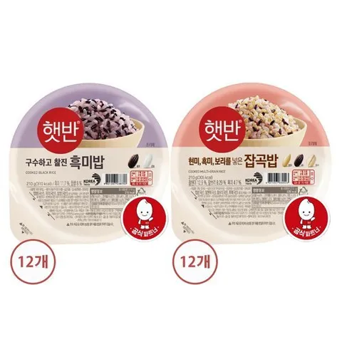 CJ제일제당 [T]햇반 흑미밥 210g x12개+잡곡밥 210g x12개