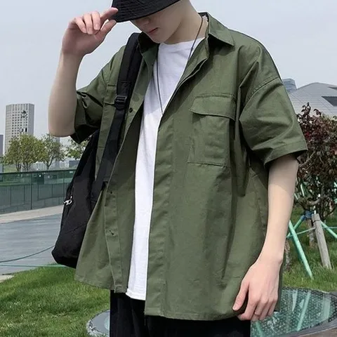 셀러허브 1 [RGM1M2T1]포켓 반팔셔츠 오버핏 걸치기 편한옷 20대 학생 (15058358)