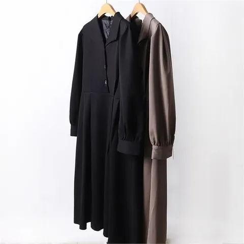 셀러허브 패션 빅사이즈사랑해요 F851L112 모던버튼카라롱원피스 PE