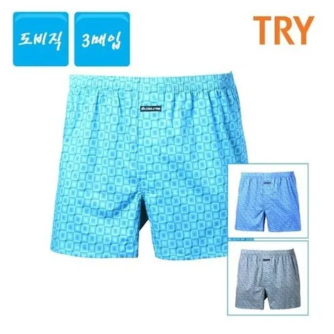 트라이 TRY 쿨트리플 남성 사각트렁크 박서팬티 3매입