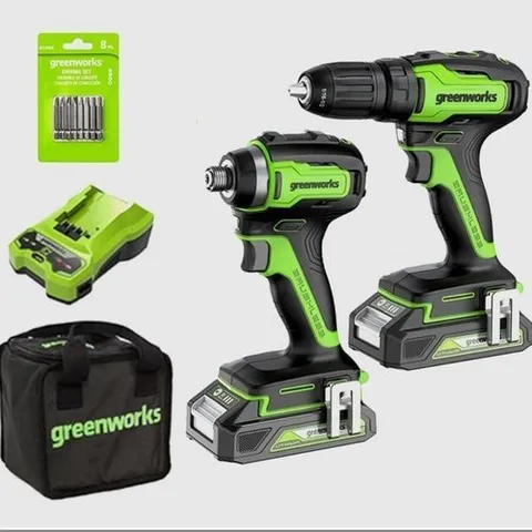 셀러허브 1 [OFL083N3]그린웍스 충전 드릴 임팩 드라이버 세트 2 0Ah