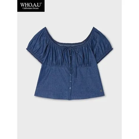 후아유 W.A.U Denim Blouse(INDIGO)-WHBLG2532FICIC