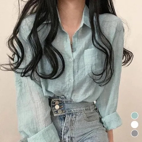 셀러허브 패션 [룽스_62]시원한 여름 얇은 여름셔츠 셔츠 긴팔 거즈 남방 (45864611)