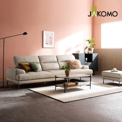 자코모 블렌 4인 천연면피 소가죽 소파+스툴