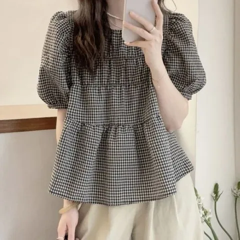 드넬 블랑체크블라우스DWB62348A_P429702544