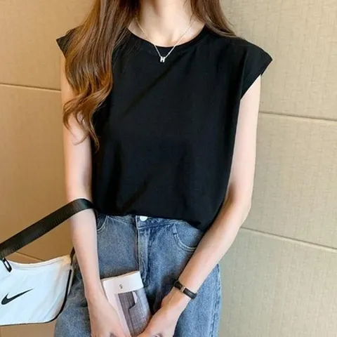셀러허브 패션 [QNS25W84_56]루즈핏 슬리브리스티 티셔츠 슬리브티