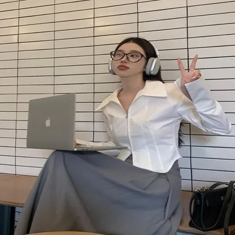 셀러허브 패션 [오노마] ONM 여성 화이트 시크한 빅카라 캐주얼 투웨이 긴팔셔 (40822641)