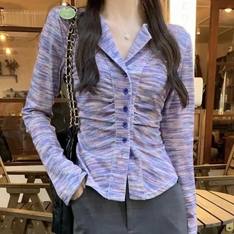 셀러허브 1 그라데이션 디자인 길이 짧은 가디건 예쁜 보라색