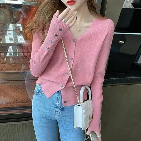 셀러허브 1 G126793_V넥 단추장식 니트가디건 브이넥니트