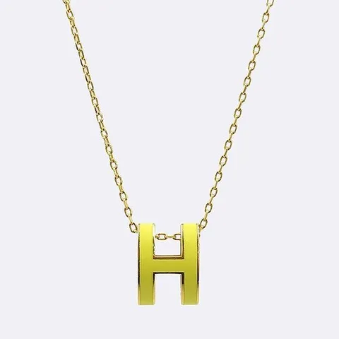 에르메스 고이비토 중고명품 Hermes(에르메스) 옐로우 컬러 H 로고 팝 아슈 목걸이