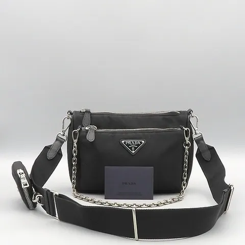 프라다 고이비토 중고명품 Prada(프라다) 1BH168 블랙 컬러 프라다 포코노 체인 메신저백