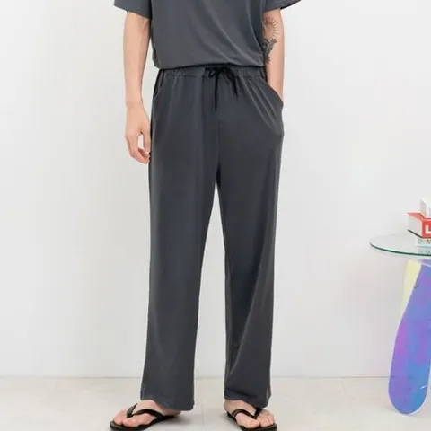 엄지척 데일리 남자 아이스 바지 와이드 팬츠 허리밴딩 바지