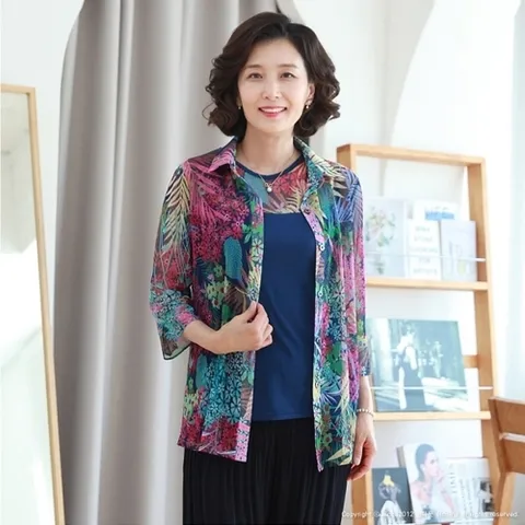 쉬즈마담 SET3201 꽃가든 망사스판 7부앙상블 세트 가디건세트