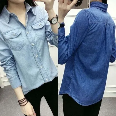 패션플러스 [셀럽하우스] 청난방 FMXF3530 티 셔츠 캐쥬얼 셔츠코디 룩 데일리 청 봄셔츠