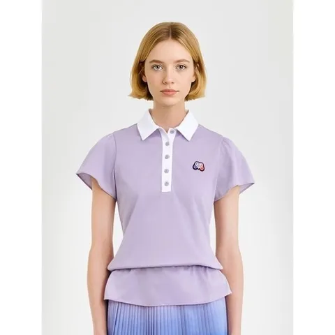 마틴 여성 밑단 셔링 포인트 폴로셔츠 L퍼플 QW0DKS20682_P391772434