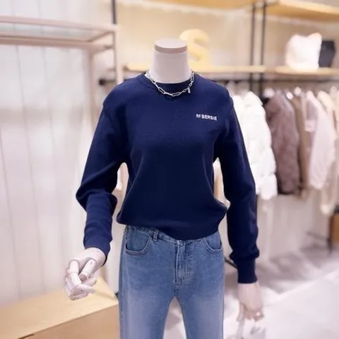 시에로 SK2KTF42M_베이직 로고자수 하찌 니트 풀오버