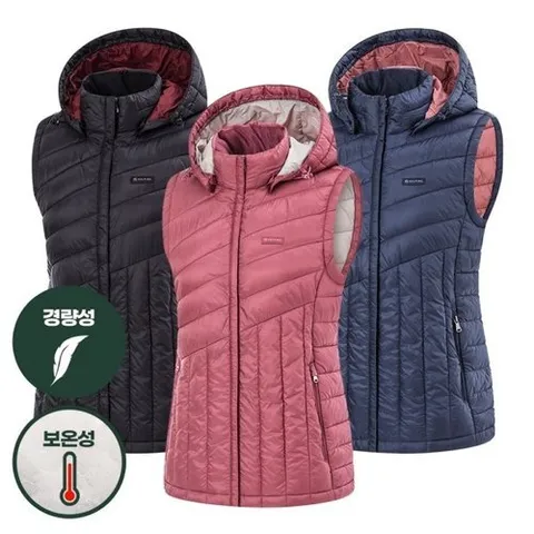 콜핑 여성 웰론 후드 탈부착 생활 방수 경량 패딩 조끼 KS04V721596W_P314627627
