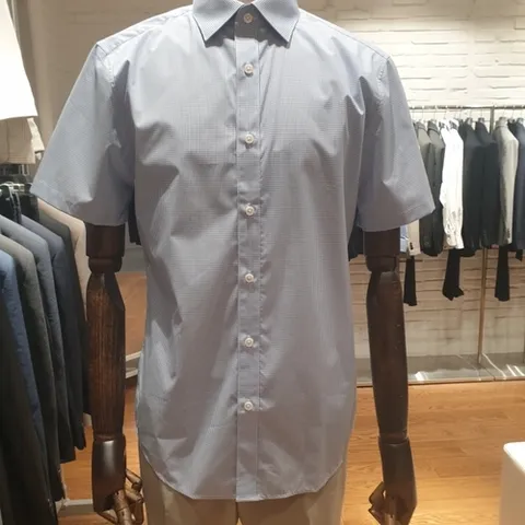 트루젠 블루 체크  캐주얼 반팔 난방DJ