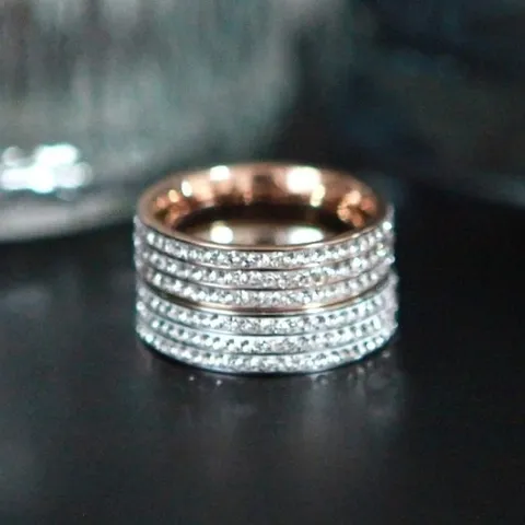 셀러허브 패션 써지컬스틸 ENH라인올스톤반지 14k도금 실버로즈골드