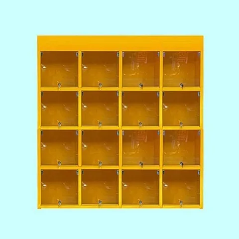 셀러허브 1 안전용품 개인보호구함 16구(135x40x148cm)-안전보호구 안전용품 보관함 전면 투명PC창