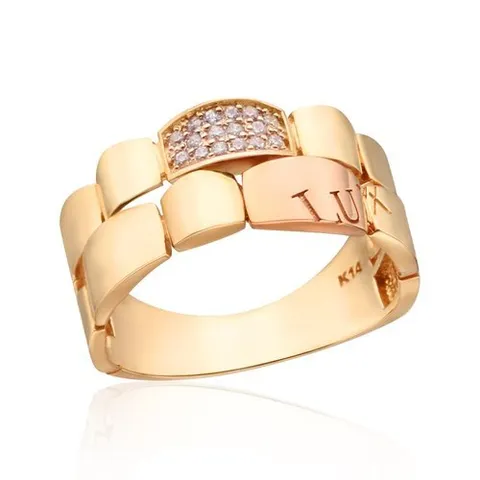 비앤비골드 14K 럭스 볼륨 콤비 레이어드 반지 RCW12729