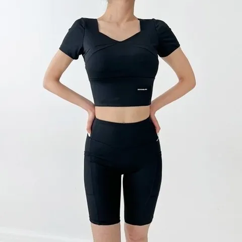 패션플러스 스포츠 소프트 텐션 크롭반팔 (패드탈착형) DBC 1903W21126405634384