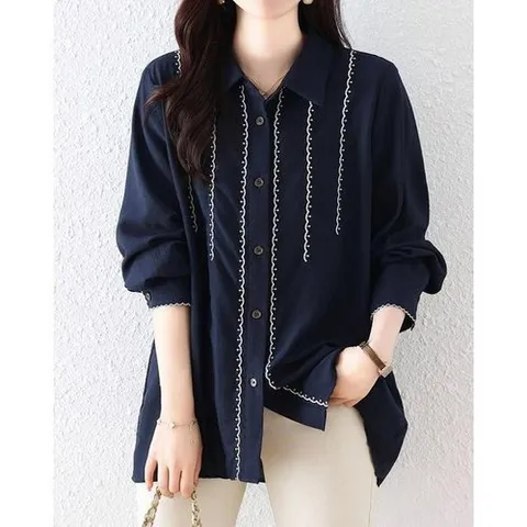 셀러허브 1 [XBJ4J90O]G126589 빅사이즈 루즈핏 자수포인트 오피스룩