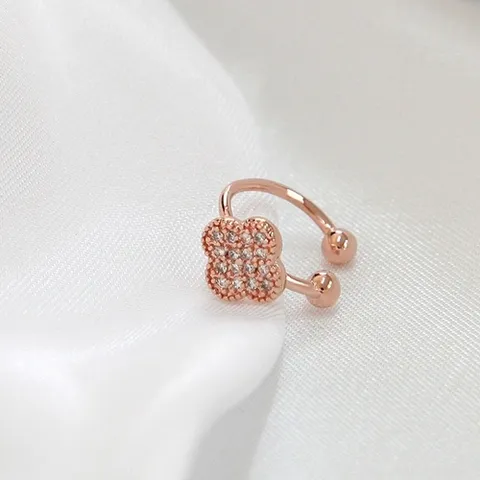 미니아트 14KGP 클로버 귀찌 로즈골드 데일리 큐빅 포인트 링 이어커프