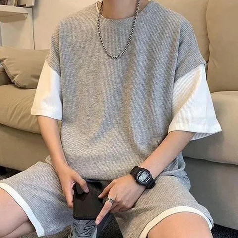 셀러허브 1 [XBH5I7M5_55]데일리 오버핏 반팔 반바지 세트 5부