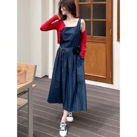 하젤 나데아 데님 뷔스티에 나시 롱원피스M4855_P428441469