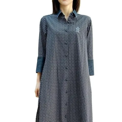 셀러허브 패션 [비꼴리끄]데님 배색 로브 원피스