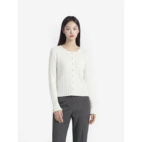 폴햄 여성 조직물 립 라운드 긴팔 가디건PHG2EC2420IV_P427107003