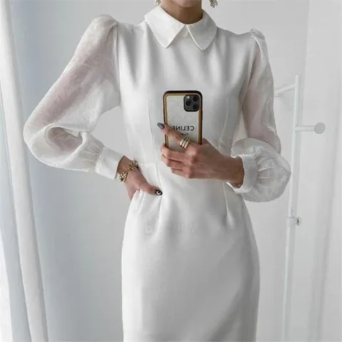 셀러허브 패션 여자 프린세스라인 벌룬 긴팔 검정색 롱원피스