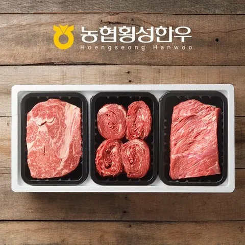 횡성농협한우 [냉장/1+][횡성농협한우]실속 구이정육혼합1호 (등심/불고기/국거리) / 1.2kg