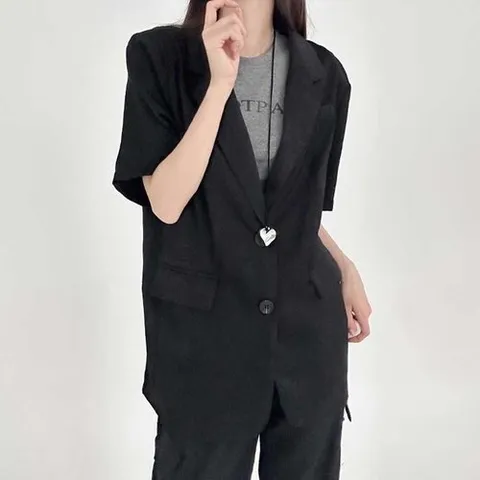 셀러허브 1 [HYIJCQKM_4B]여자 여름여성자켓 코디 여름 출근 오버핏