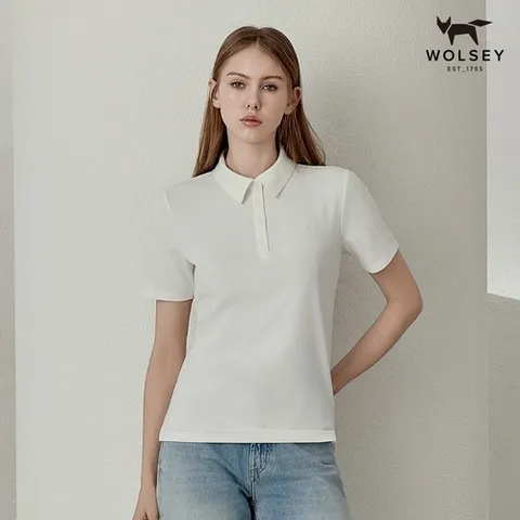 울시 울시]여성 쿨맥스카라티셔츠/반팔/티셔츠화이트