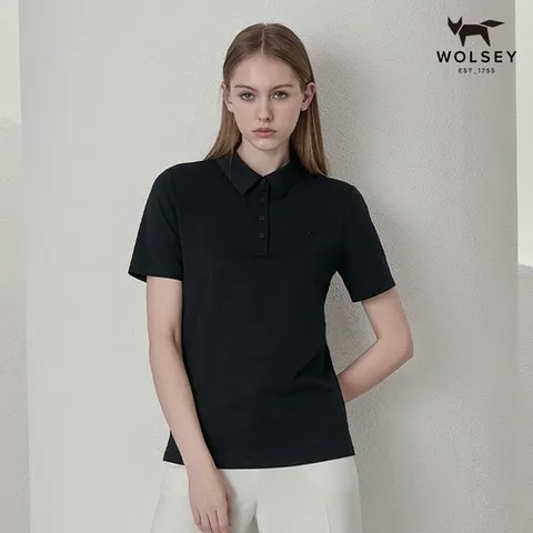 울시 울시]여성 쿨맥스카라티셔츠/반팔/티셔츠블랙