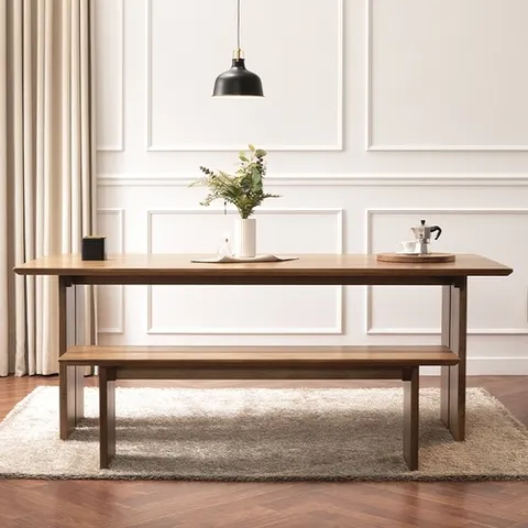 에보니아 미사 원목 6인용 확장형 식탁세트 (테이블1+벤치2)