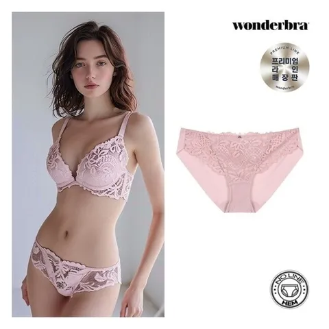 [원더브라] 여성 플로럴 패턴 레이스 햄팬티핑크