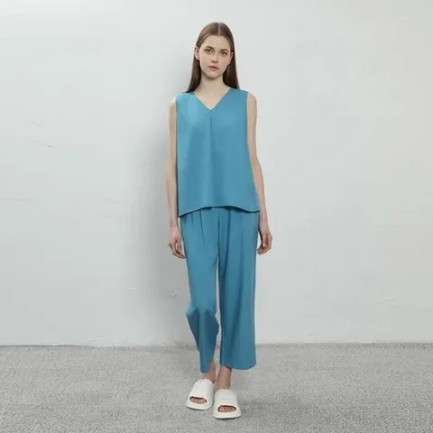 UNIT 린넨 혼방 투턱 팬츠 소매 세트 _P361454724