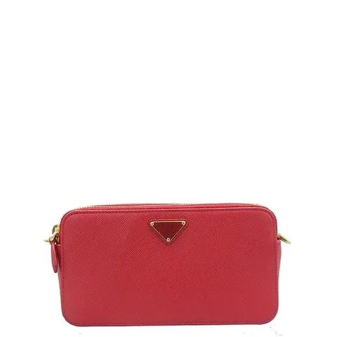 프라다 고이비토 중고명품 1BP024 SAFFIANO 레드컬러 사피아노 스퀘어 미니 더블집업 골드메탈 체인 크로스백