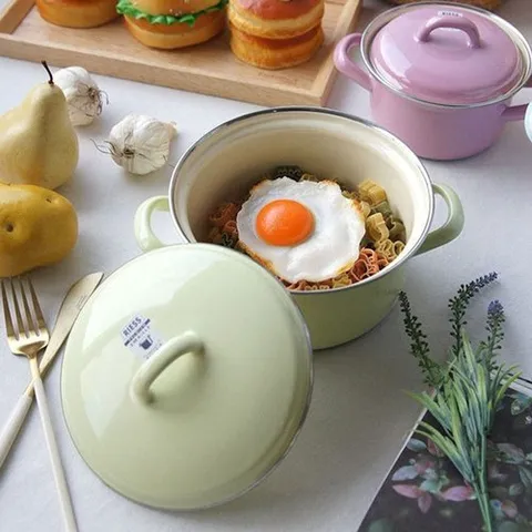 기타 RIESS 법랑 스타일 양수냄비 중 옐로우그린 고품질 1P_WFG8YN7