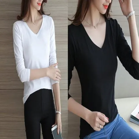 셀러허브 패션 [QNU846W3_56]베이직 라운드넥 기본티 V넥 티셔츠