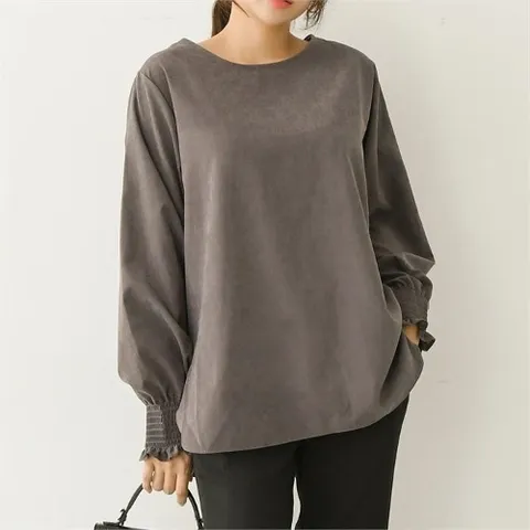 셀러허브 패션 아이우먼 벨벳와이드블라우스 NBB046M009 빅사이즈