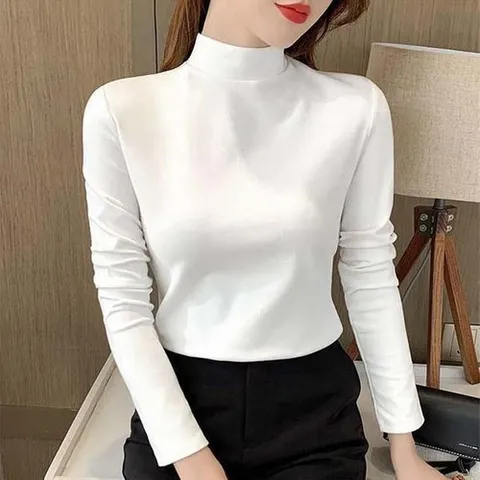 슈썸 따뜻한 기모 여성 하프 목폴라티_P315040452