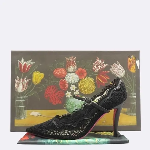 구찌 고이비토 중고명품 Gucci(구찌) 488328 블랙 PIZZO(레이스) VENICE 펌프스 구두 - 210MM
