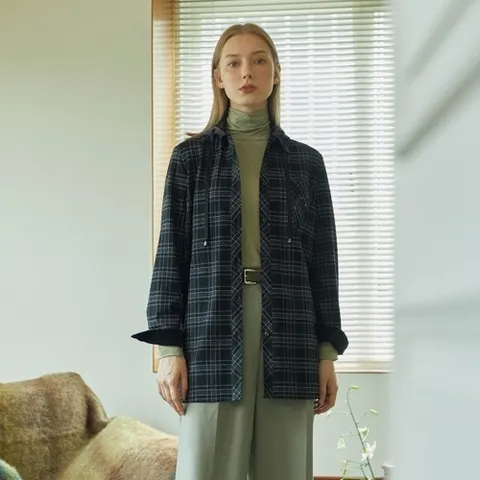 마르조 1종]여성) 체크 캐주얼 자켓블랙