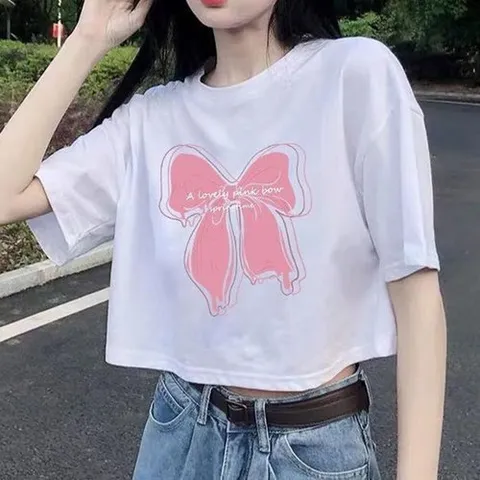 셀러허브 패션 [오노마] ONM 여성 세미 크롭 티셔츠 캐주얼 프린팅 반팔티 (15796652)
